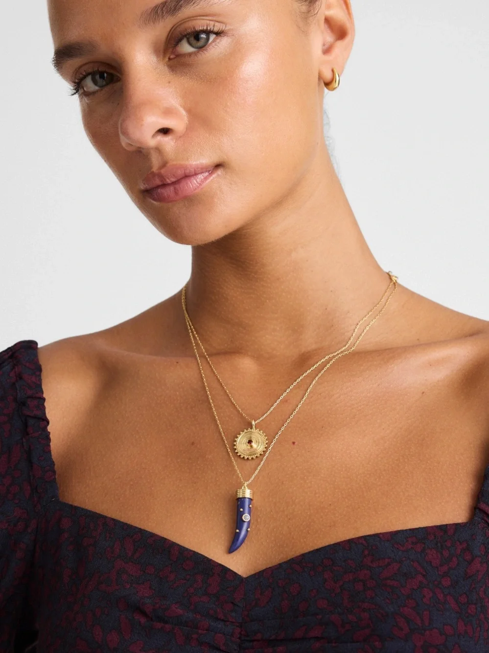 NWT MADEWELL Semiprecious Horn Charm Necklace Set - Picture 2 of 8